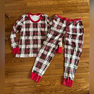 Christmas PJs Hanna Andersson Women’s Plaid Long John Set Organic Cotton Sz L